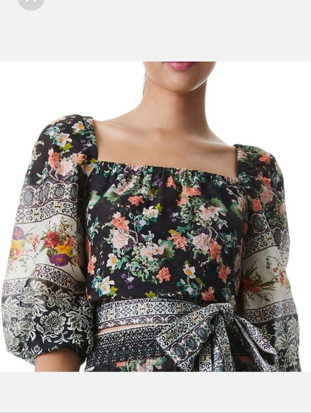 Alice + Olivia Clarabelle Print Silk Floral Top